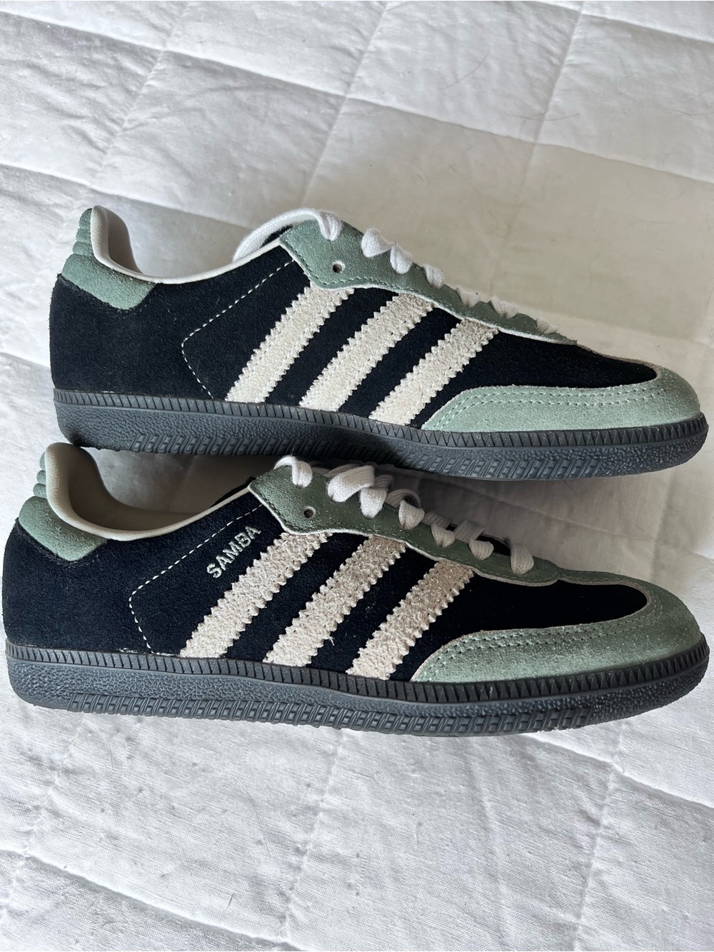 adidas Samba Sneakers in Black, Light Green, and Cream - Picture 2 of 5